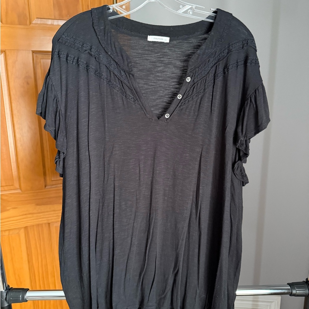 Maurices Black Ruffled Blouse